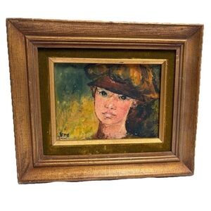 A Beautiful Vintage Original Oil Painting Of A Little Girl Artist Signed Framed